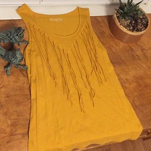 Mustard Yellow Boho Fringe Tank 🌻